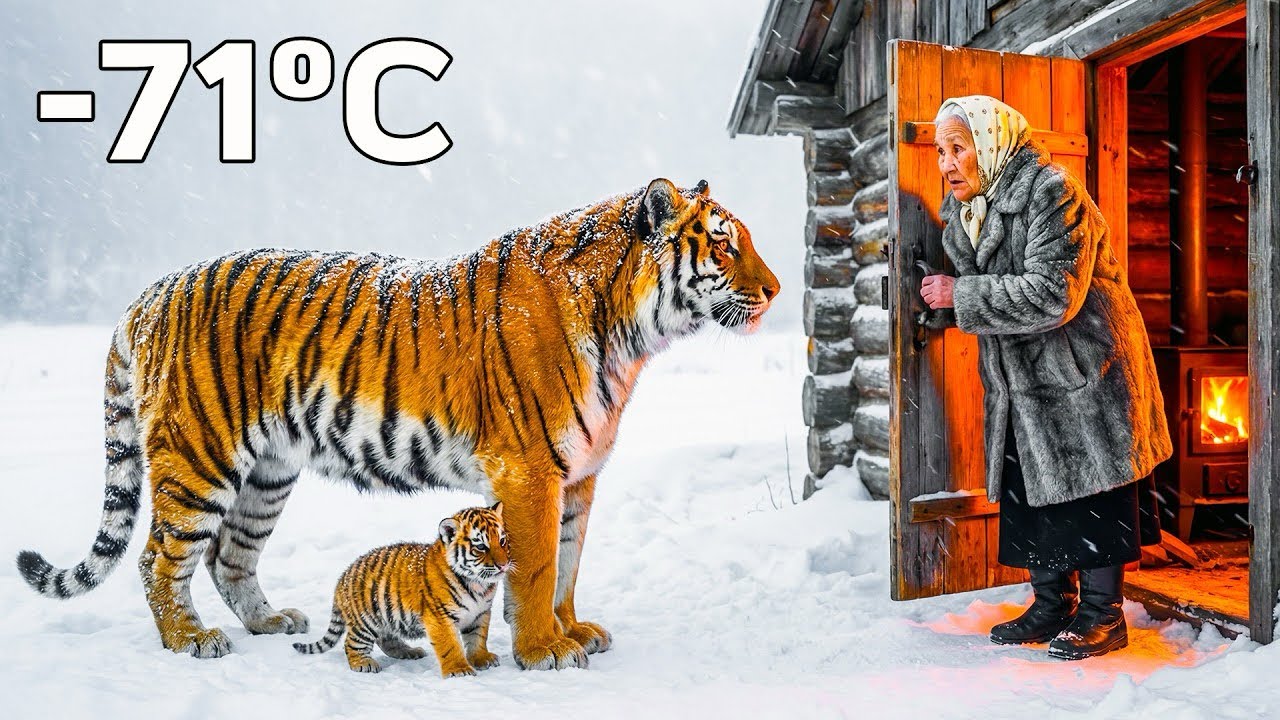 🐯 She Found a Wild Amur Tiger and Her Cub Starving in a Blizzard Outside Her Cabin in  -71°C Siberia