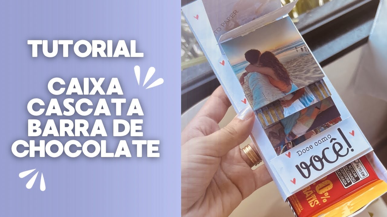 CAIXA PARA BARRA DE CHOCOLATE COM CASCATA DE FOTOS | COMO FAZER?