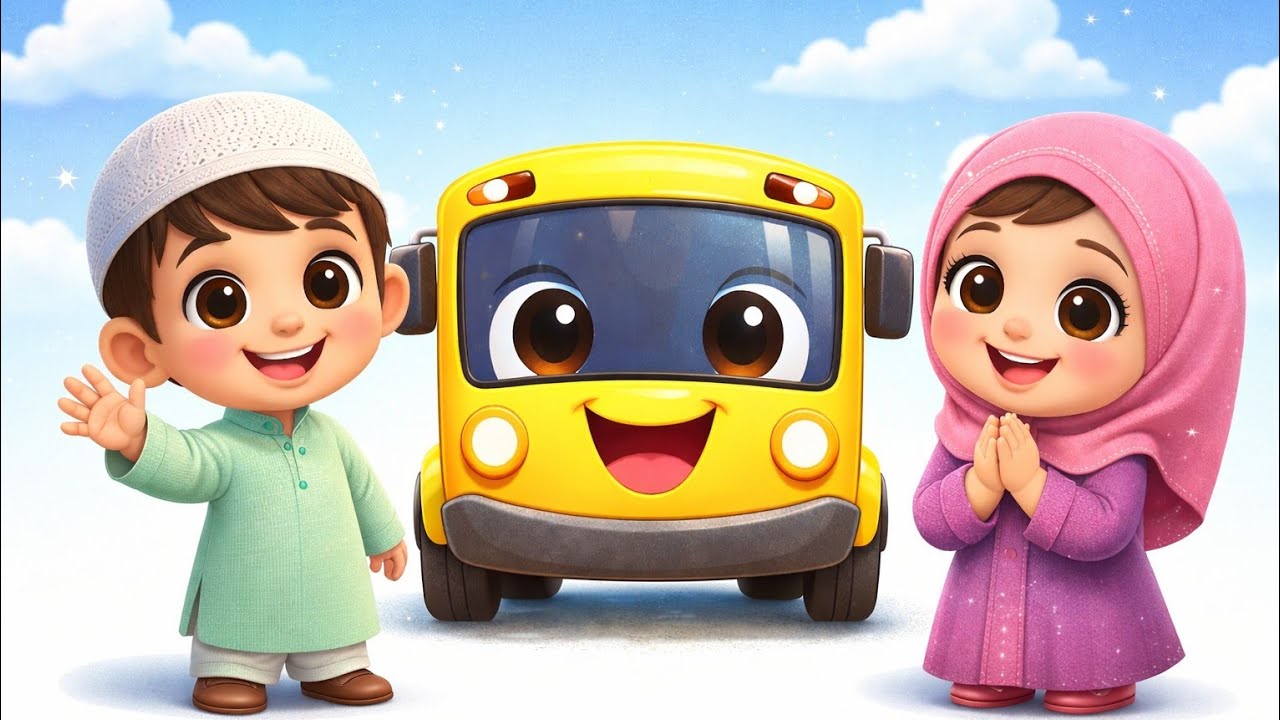 Bismillah Bus Rolling On 🚍💛 | Halal Kids Song | Islamic Cartoon Rhymes