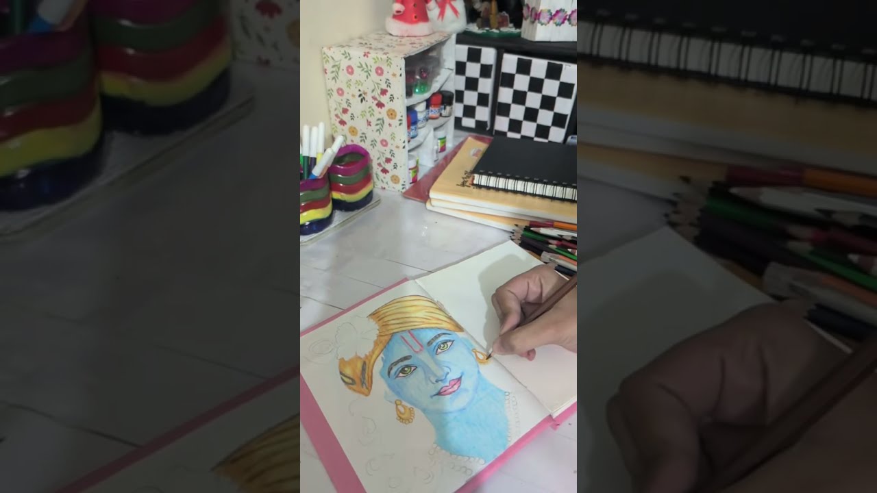 Draw the Krishna ji 🙏🙏#art #drawing
