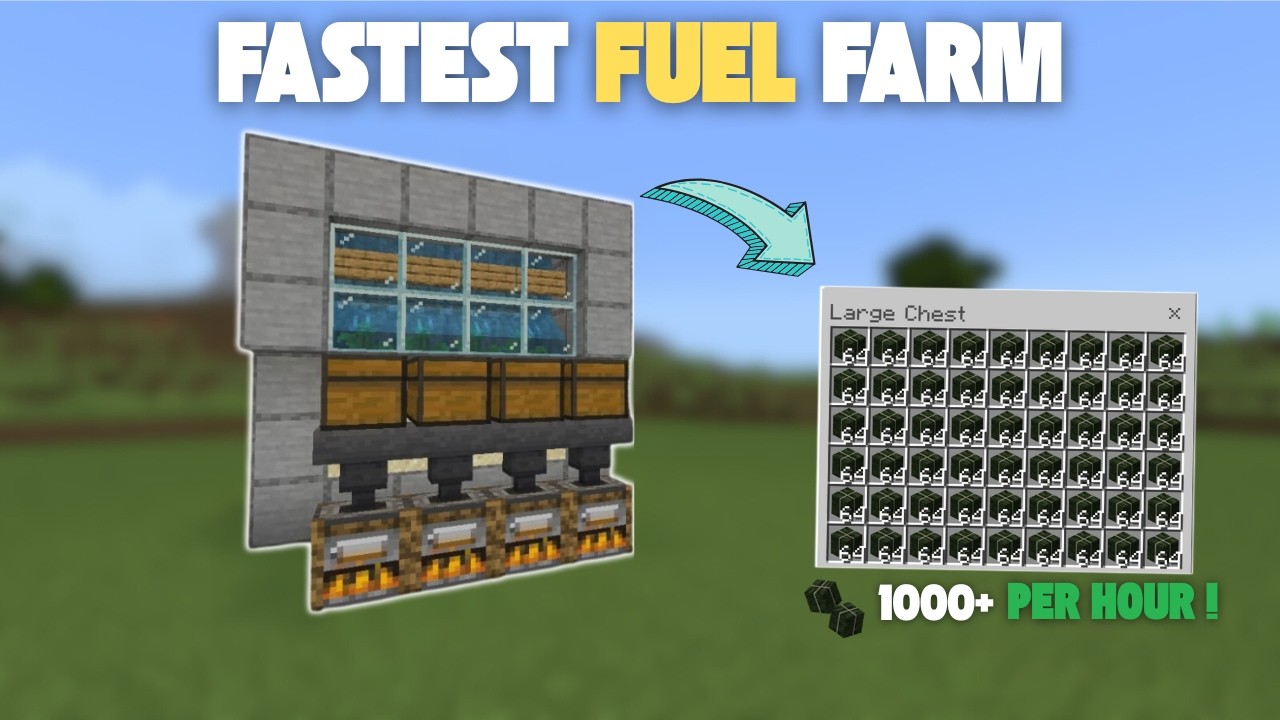 FASTEST AND FULLY AUTOMATIC FUEL FARM TUTORIAL IN MINECRAFT BEDROCK 1.21+ | EASIEST KELP FUEL FARM!