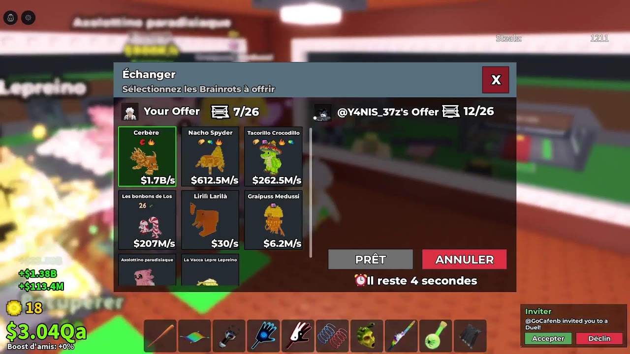 live steal a brainrot trade pvp