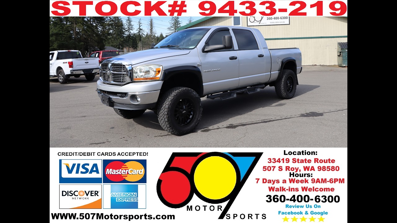 2006 Dodge RAM 2500 Cummins Mega Cab STK: 9433-219
