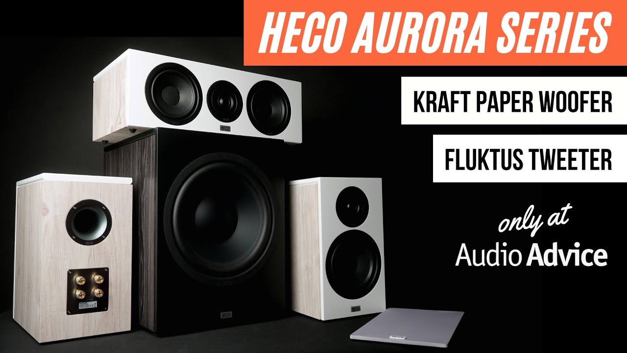 Обзор полочных колонок HECO Aurora 300, напольных колонок 700, центральной колонки 30 и сабвуфера...