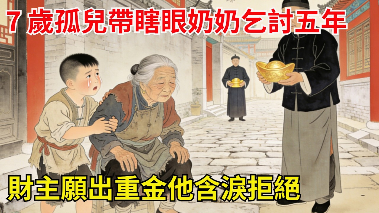 7 歲孤兒帶瞎眼奶奶乞討五年，財主願出重金接走享福！他含淚拒絕，壹句話讓財主肅然起敬 #故事頻道#民間故事#故事分享#中國文化#情感#聽書
