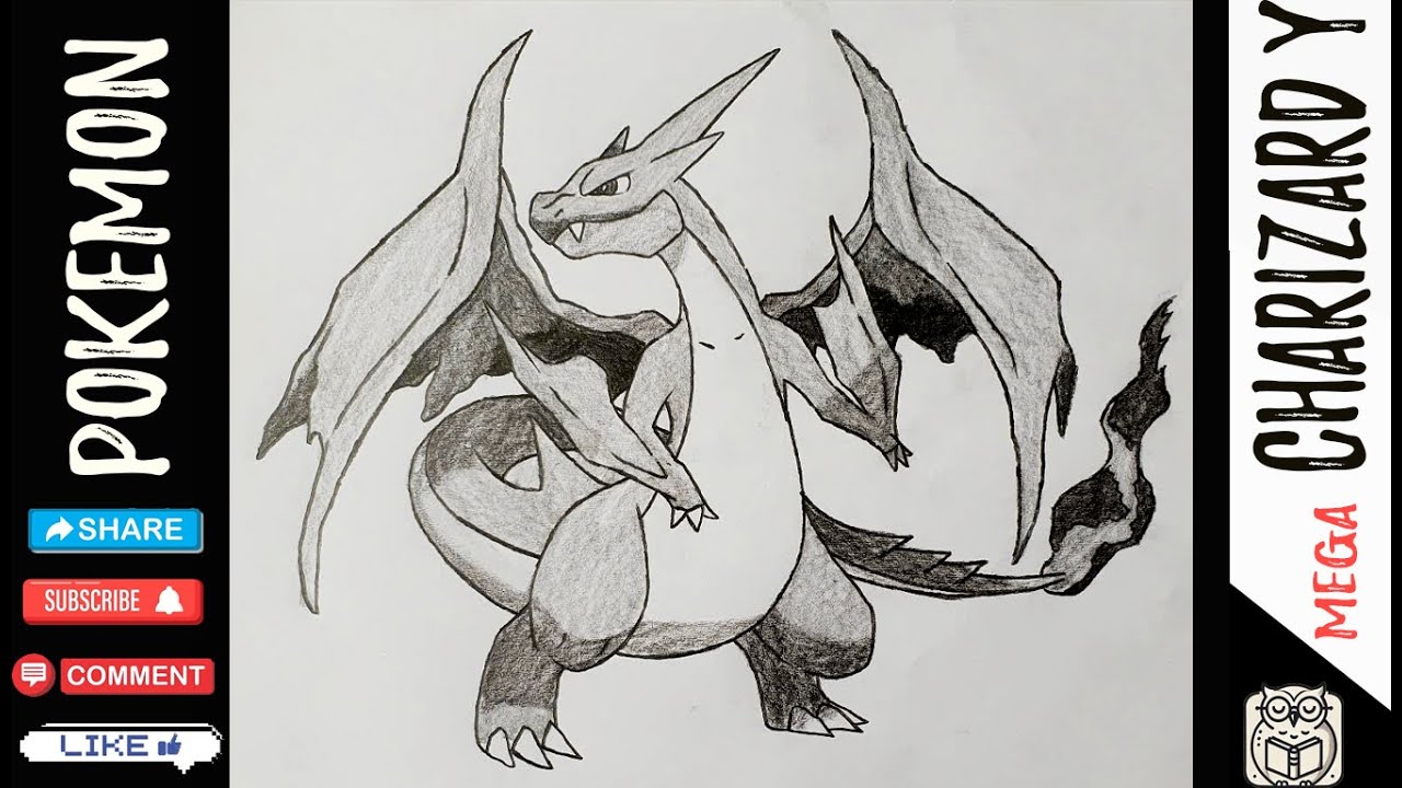 How to Draw Mega Charizard Y | Simple Pokemon Pencil Drawing