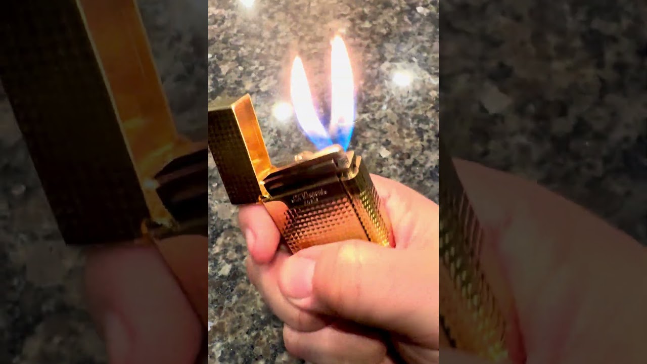 Gold ST Dupont dual flame lighter. #shorts  #gold  #stdupont  ￼