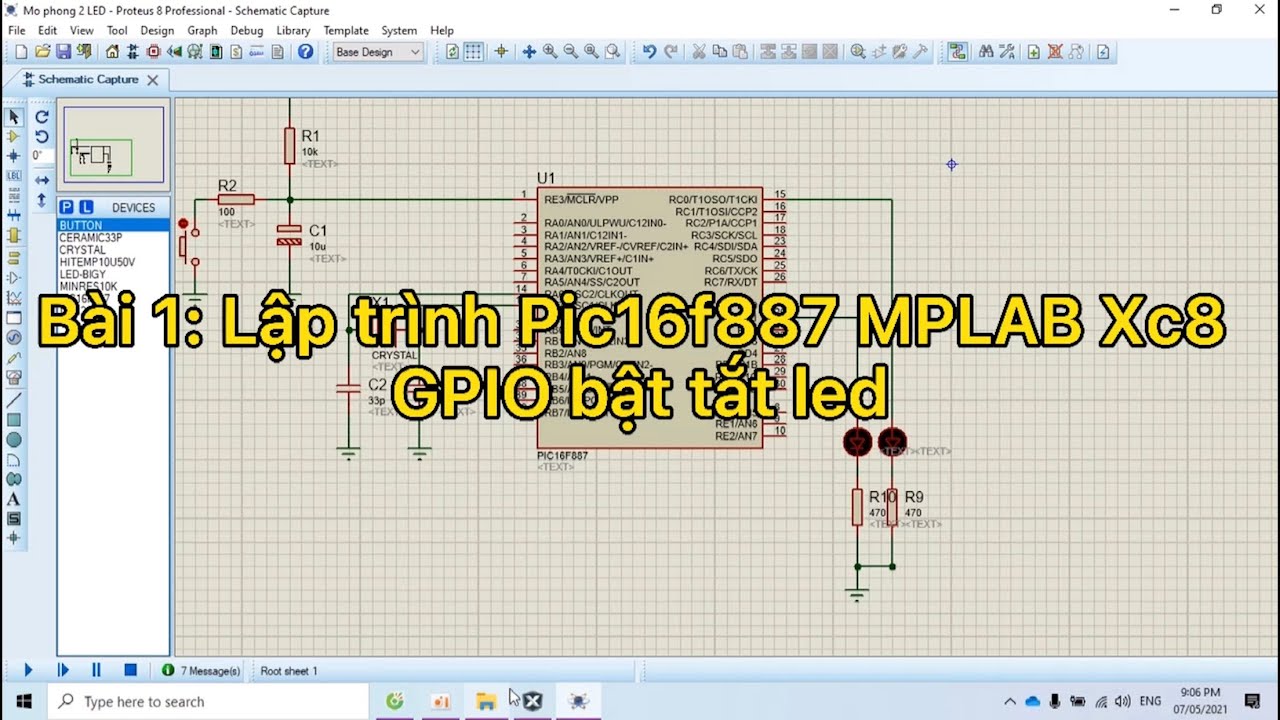 Lập trình Pic16f887 Mplab xc8 | Bài 1: GPIO bật tắt led