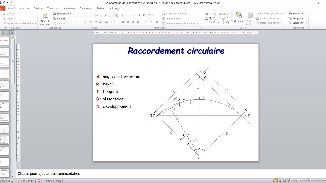 Raccordement circulaire simple