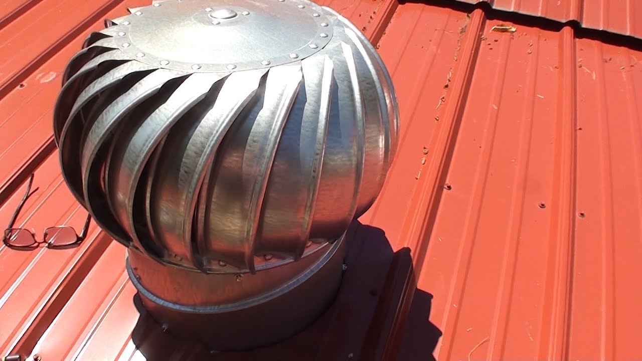 Unconventional install of Lomanco Whirly Bird GT-12 on tin roof