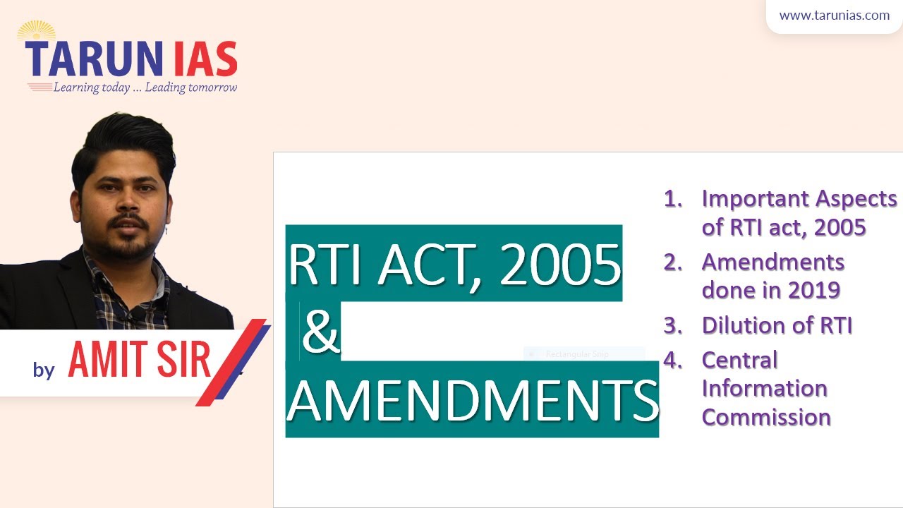 RTI Act, 2005 & Recent amendments | Dilution of RTI act| RTI amendment act,2019