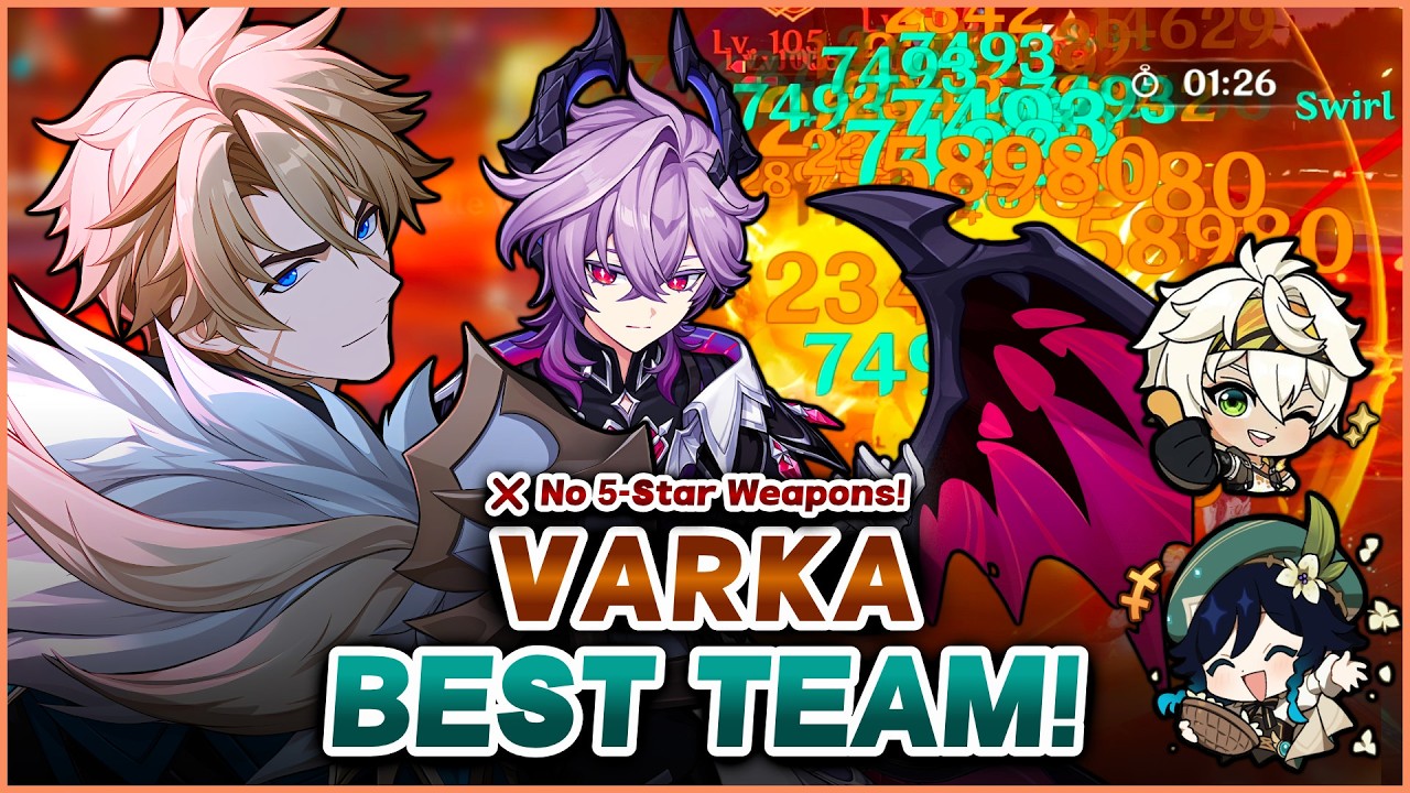 Varka Premium Team Showcase (Venti Durin Bennett) | 4★ Weapons Only | Genshin Impact