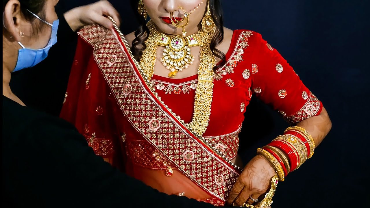 simple Duppta setting | Duppta draping step by step tutorial / Bridal Duppta draping
