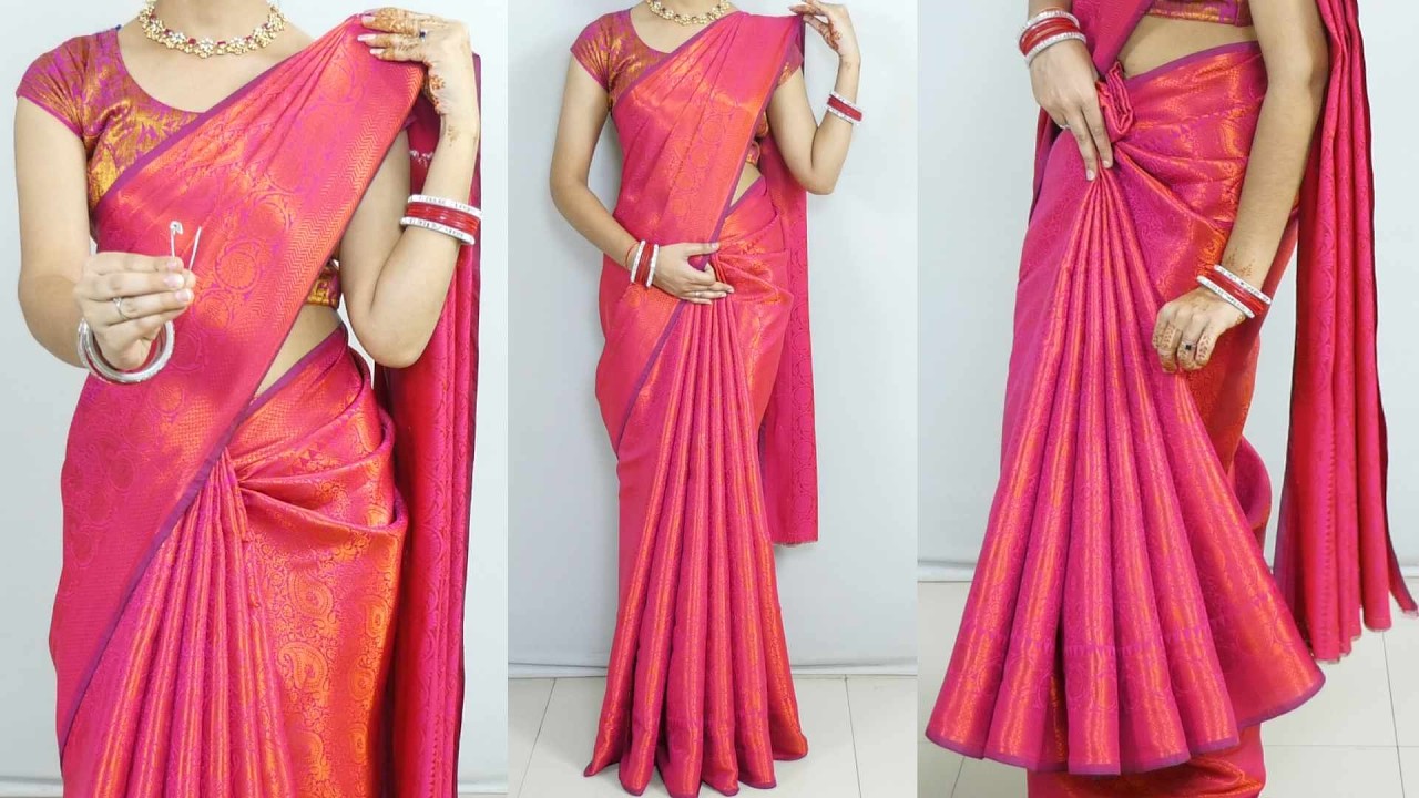 Heavy Silk Saree Draping Tutorial For Wedding Guests | Slim Tall look With Perfect Pleats