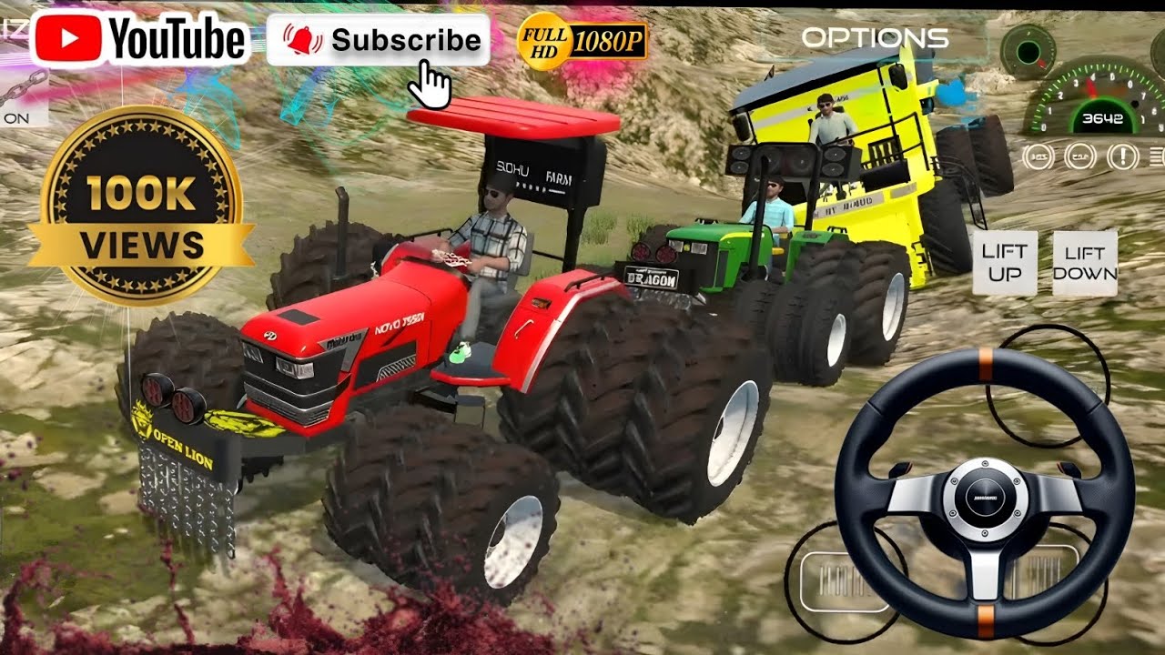 Dumper stuck in mud tractors rescue the dumper 🔗🚥🚜|| Tractor game new modification update ||#dumper 