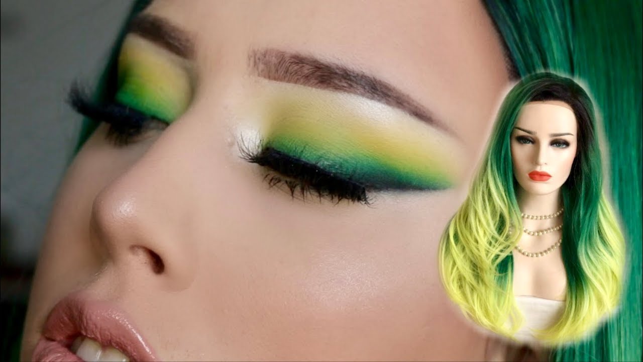 Green - Yellow Ombre Eye Look | Uni Wigs Ombre Wig