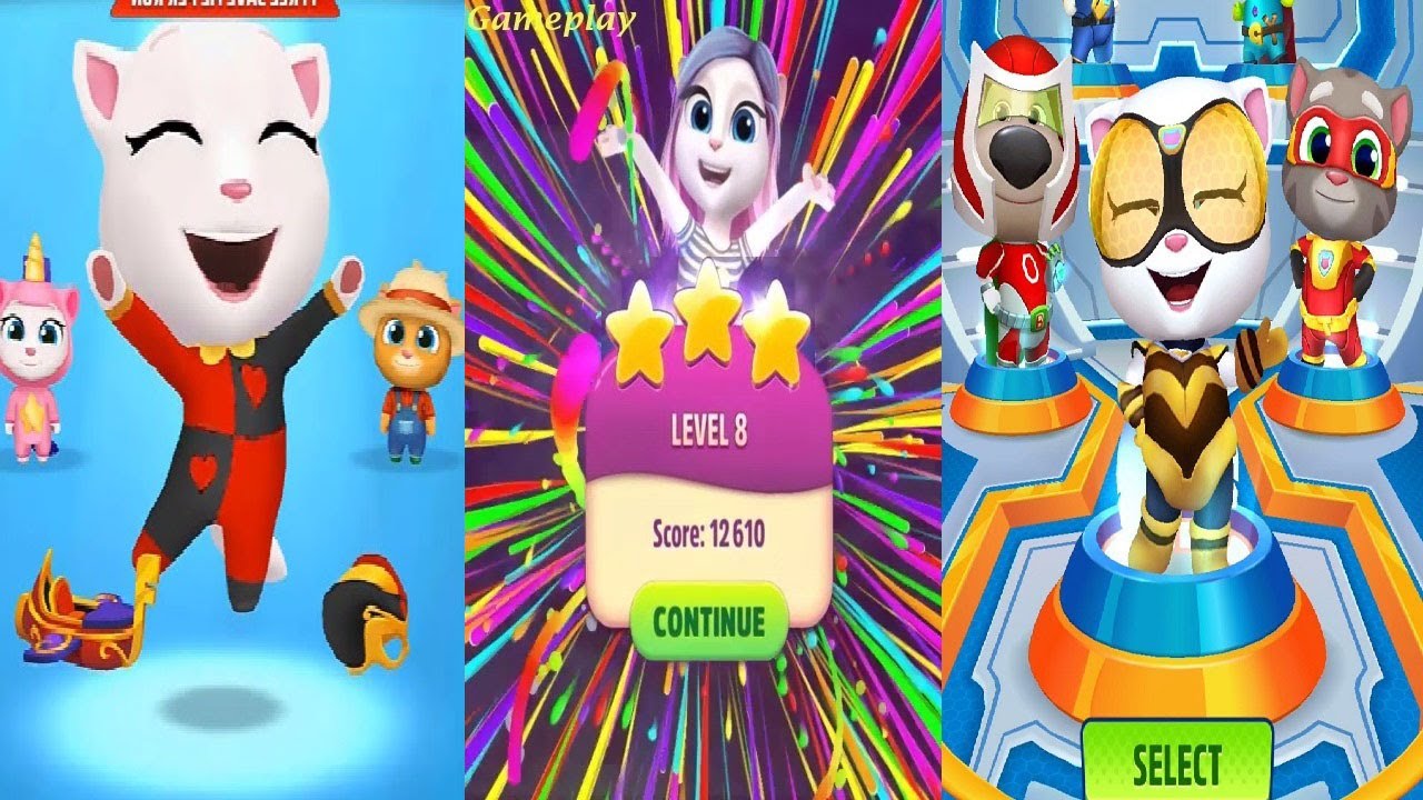 Talking Tom Gold Run CARNIVAL ANGELA VS Talking Tom Hero Dash QUEEN BEE ANGELA -Angela Color Splash