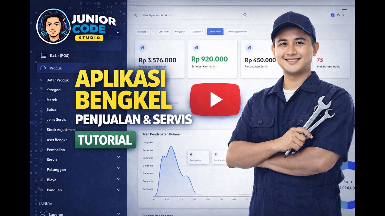 Tutorial Aplikasi Workshop Penjualan & Servis Bengkel | JUNIOR CODE STUDIO