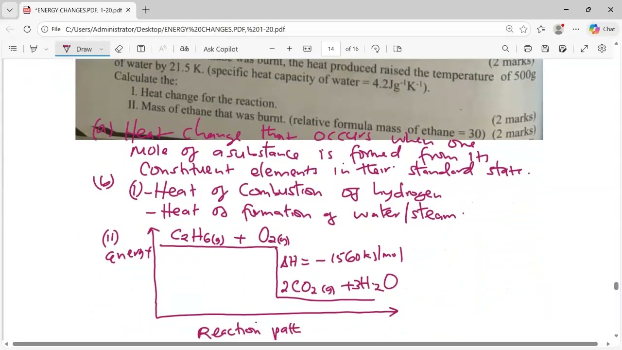 Химия, K.C.S.E. 2008, стр. 2, вопрос 7. Изменения энергии.