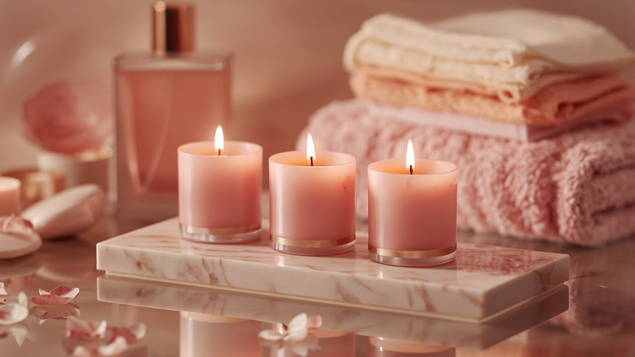 Sleep in Minutes 🌙 Warm Pink Candle Spa Music to Calm the Mind & Body