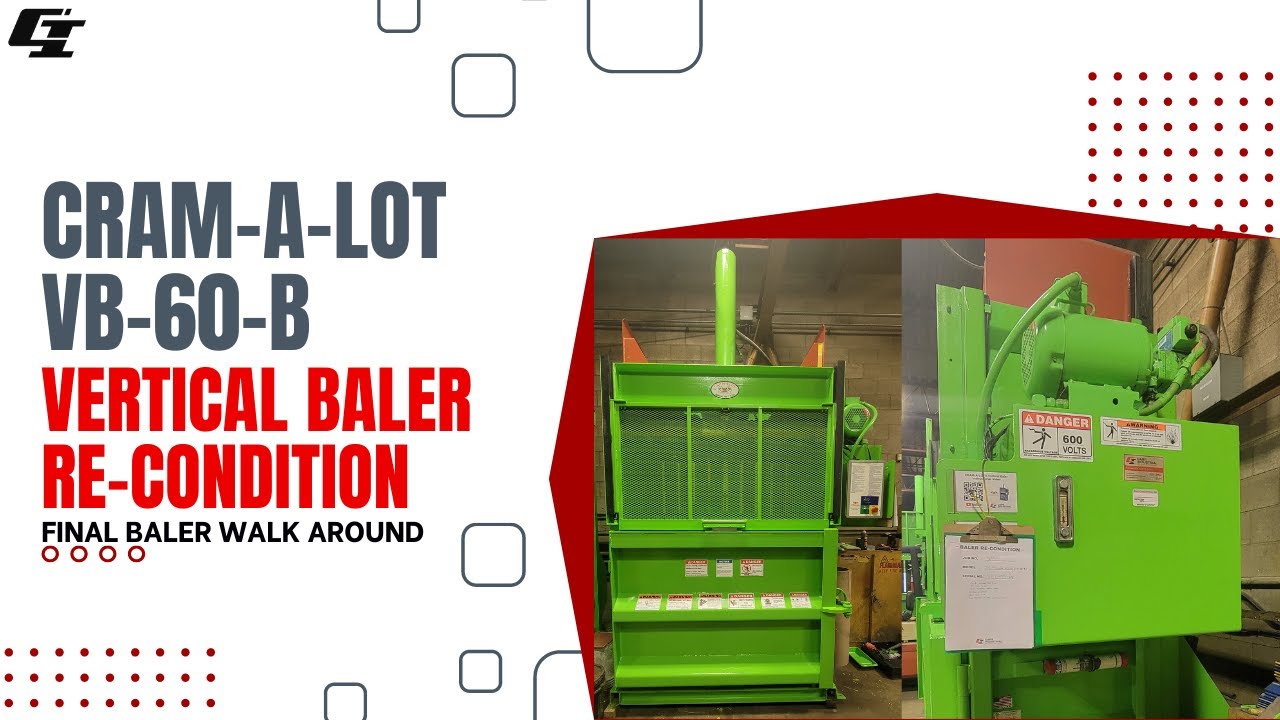 Cram-A-Lot VB-60-B Vertical Baler Re-Condition: Final baler walk around