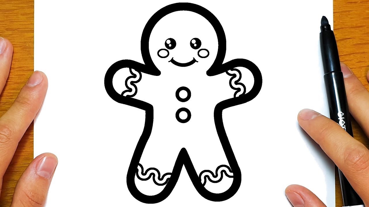 HOE TE TEKENEN JE EEN LEUKE PEPERKOEK MAN VOOR KERST | Gemakkelijke tekeningen