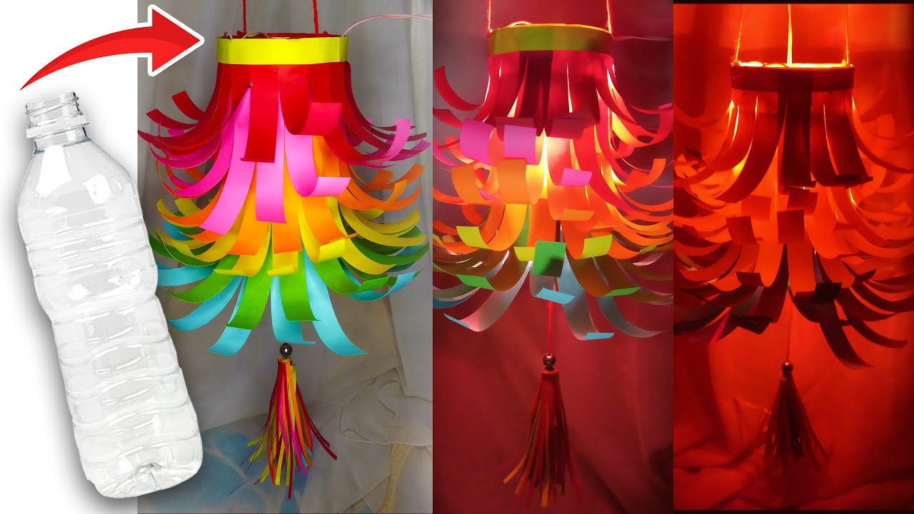 खाली बोतल से बनाए सुन्दर लालटेन | DIY Easy Decoration Idea | Paper Lantern at home