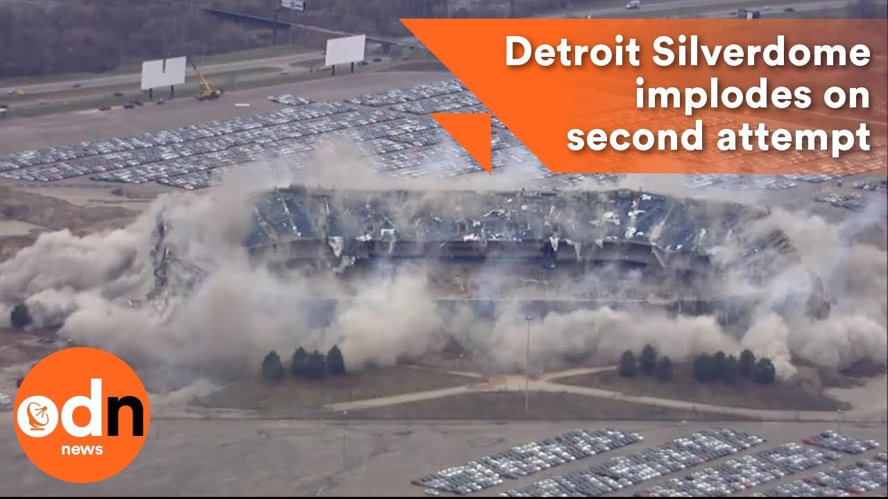 Detroit Silverdome implodes on second attempt