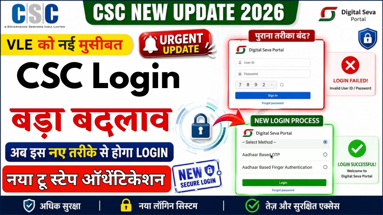 CSC Login New Update 2026 | New Way to Login for VLE CSC | 2FA Login for CSC Center