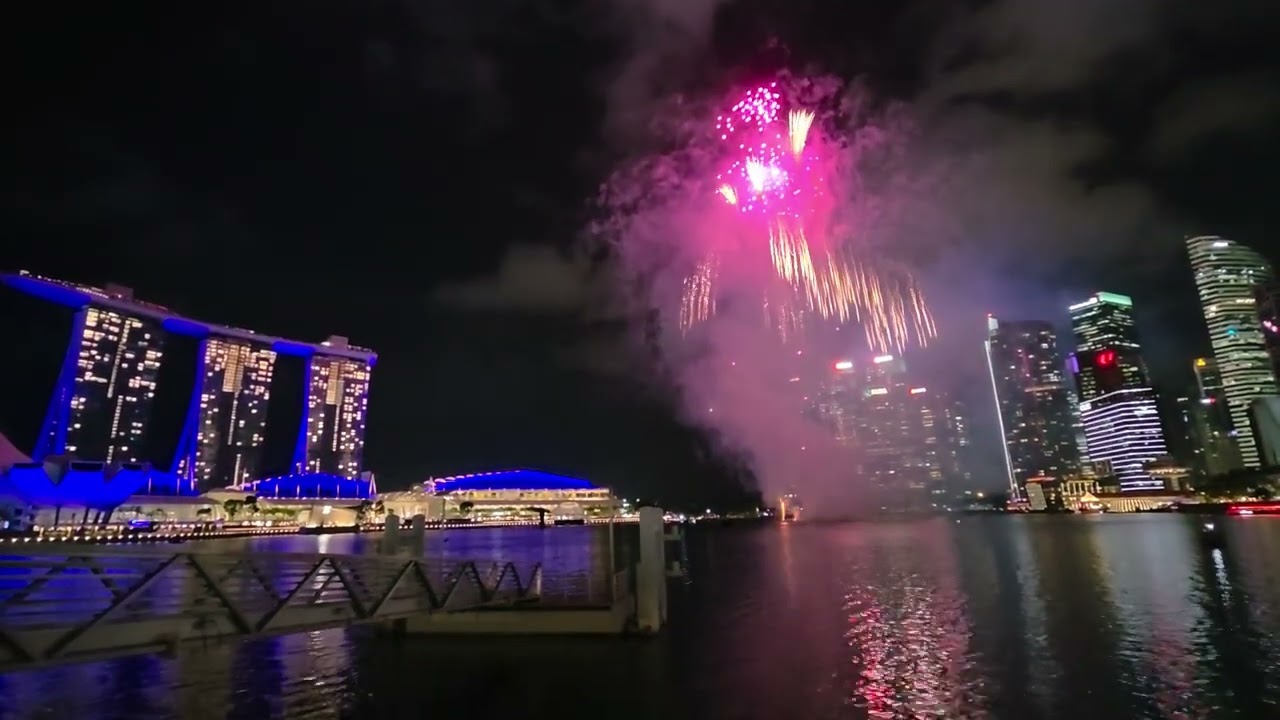 Disney adventure welcome firework at marina Bay sands