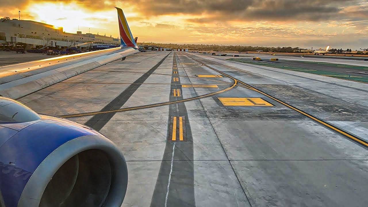 NEW TERMINAL! Southwest Airlines Boeing 737-7H4 Pushback, Taxi, Takeoff from New San Diego T1 ~ KSAN