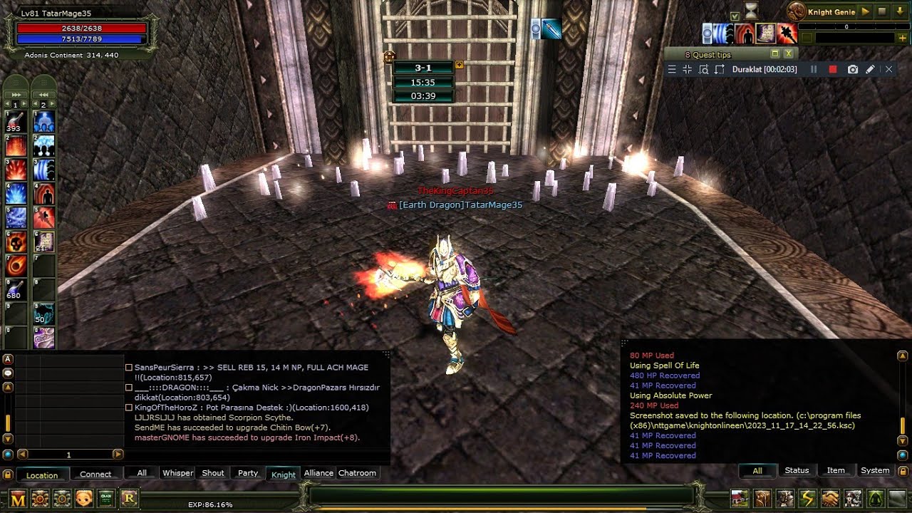 Knight Online Server Oreads TatarMage35 Gargoyle Farm Ve Exp Pt