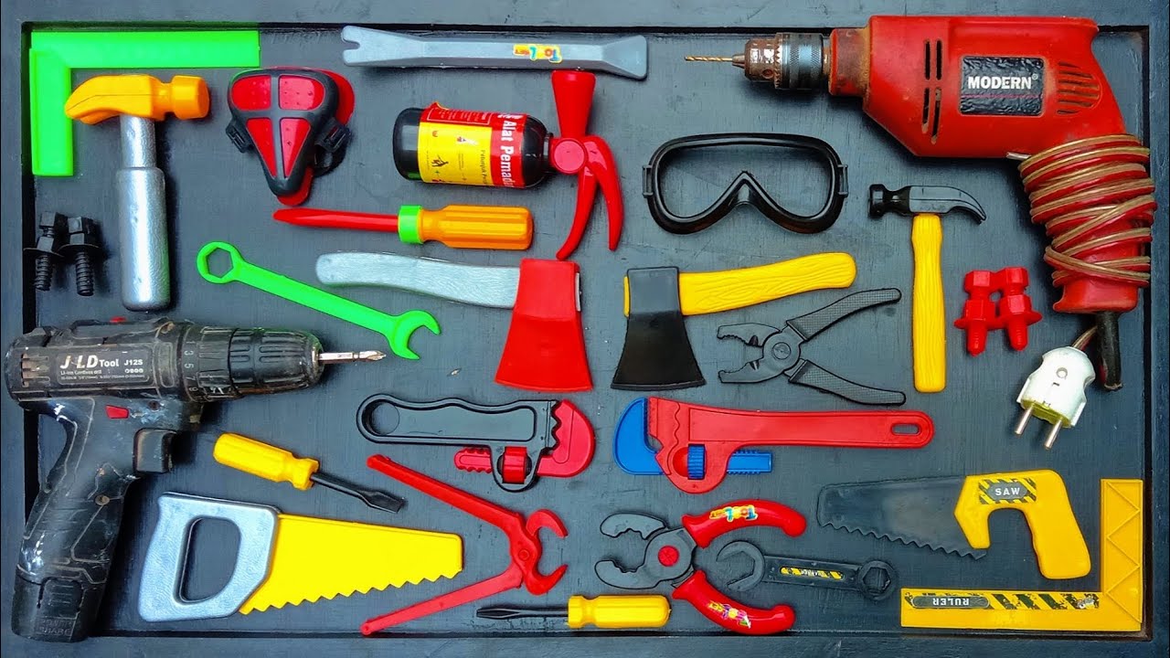 Collection of Repair Tools, Electric Dril, Grinding Machine, Hammer, Screwdriver, Nail Gun
