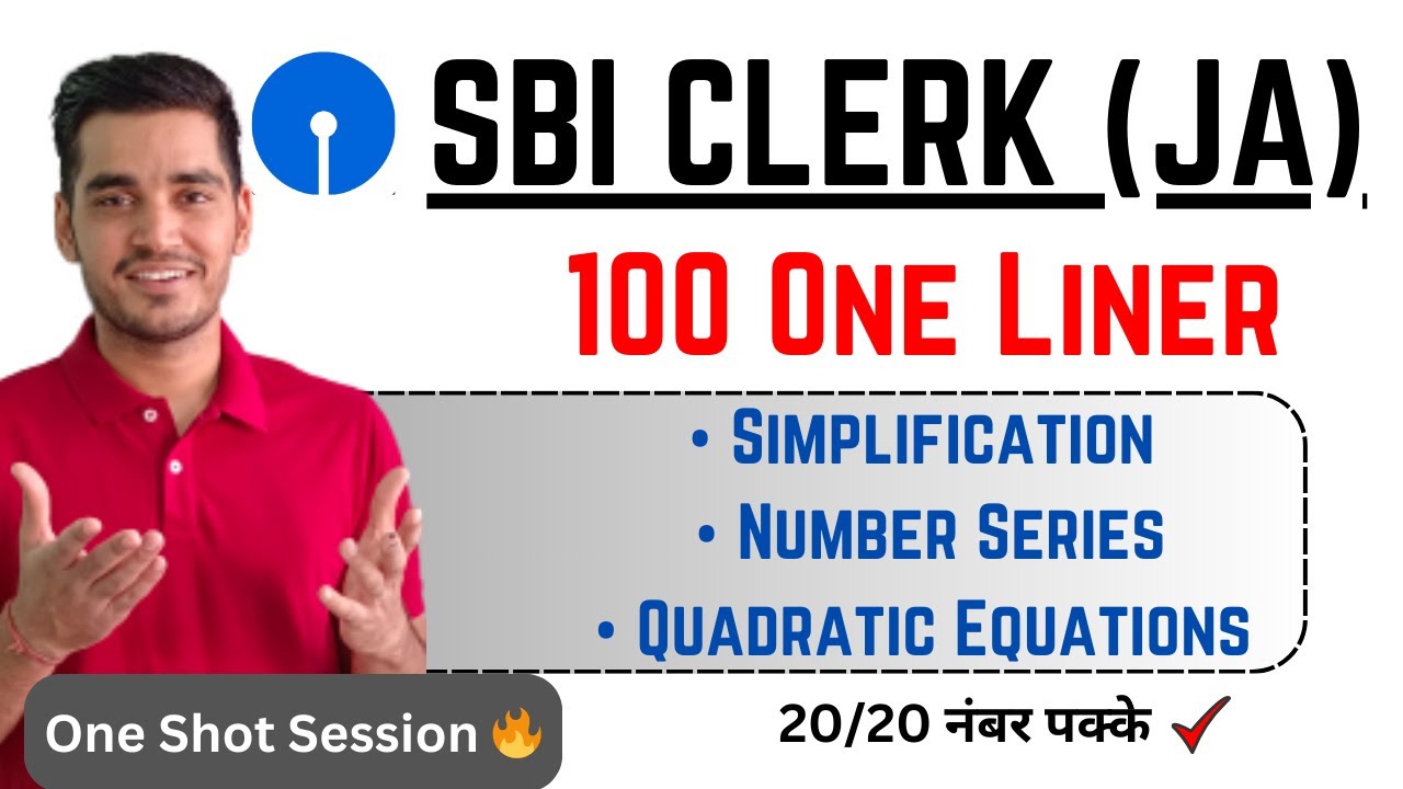 SBI CLERK 2023 | 100 One Liners | Simplification | Number series | Quadratic Equation | Vikas Jangid