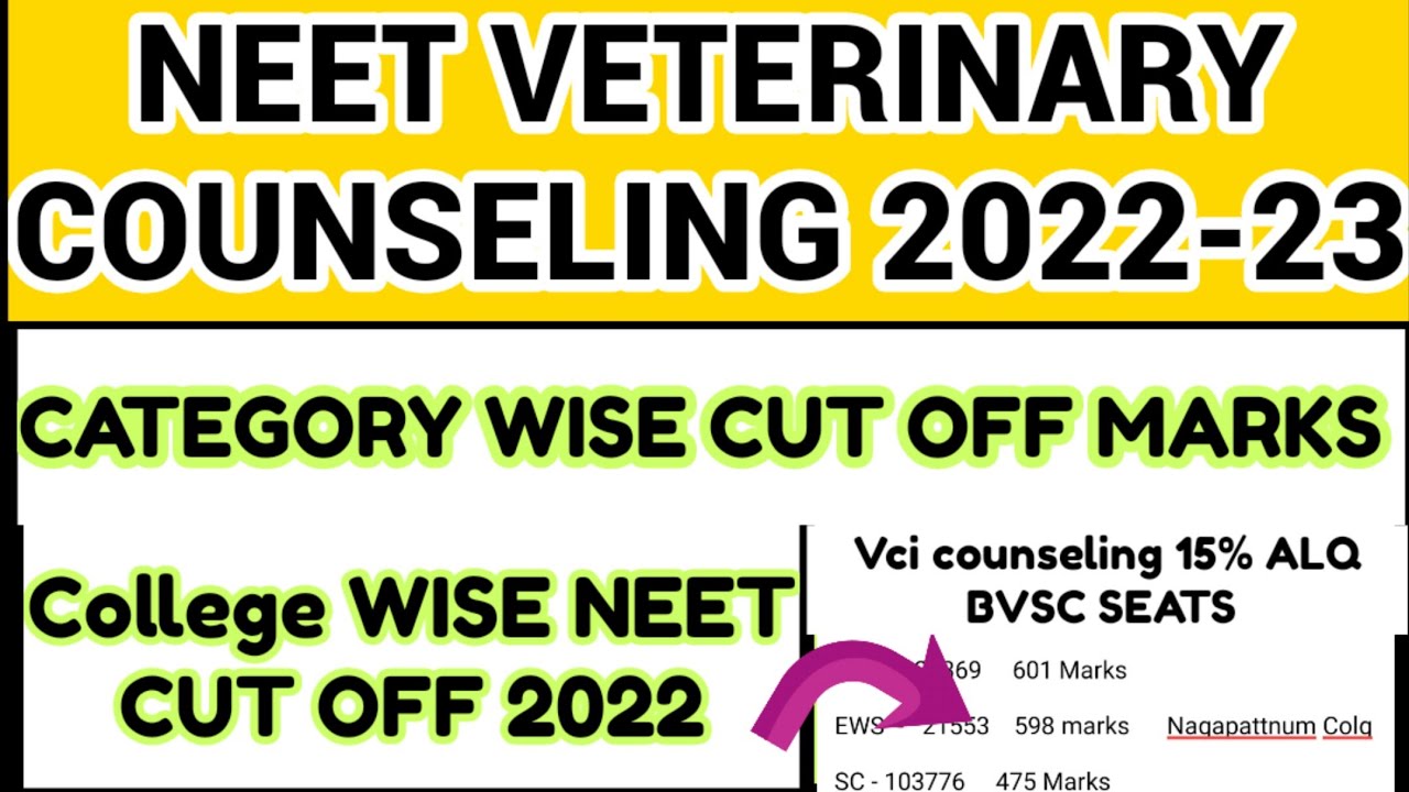 NEET 2022 VETERINARY CUT OFF SCORE || VCI VETERINARY COUNSELING 2022 FIRST ROUND | COMPLETE ANALYSIS