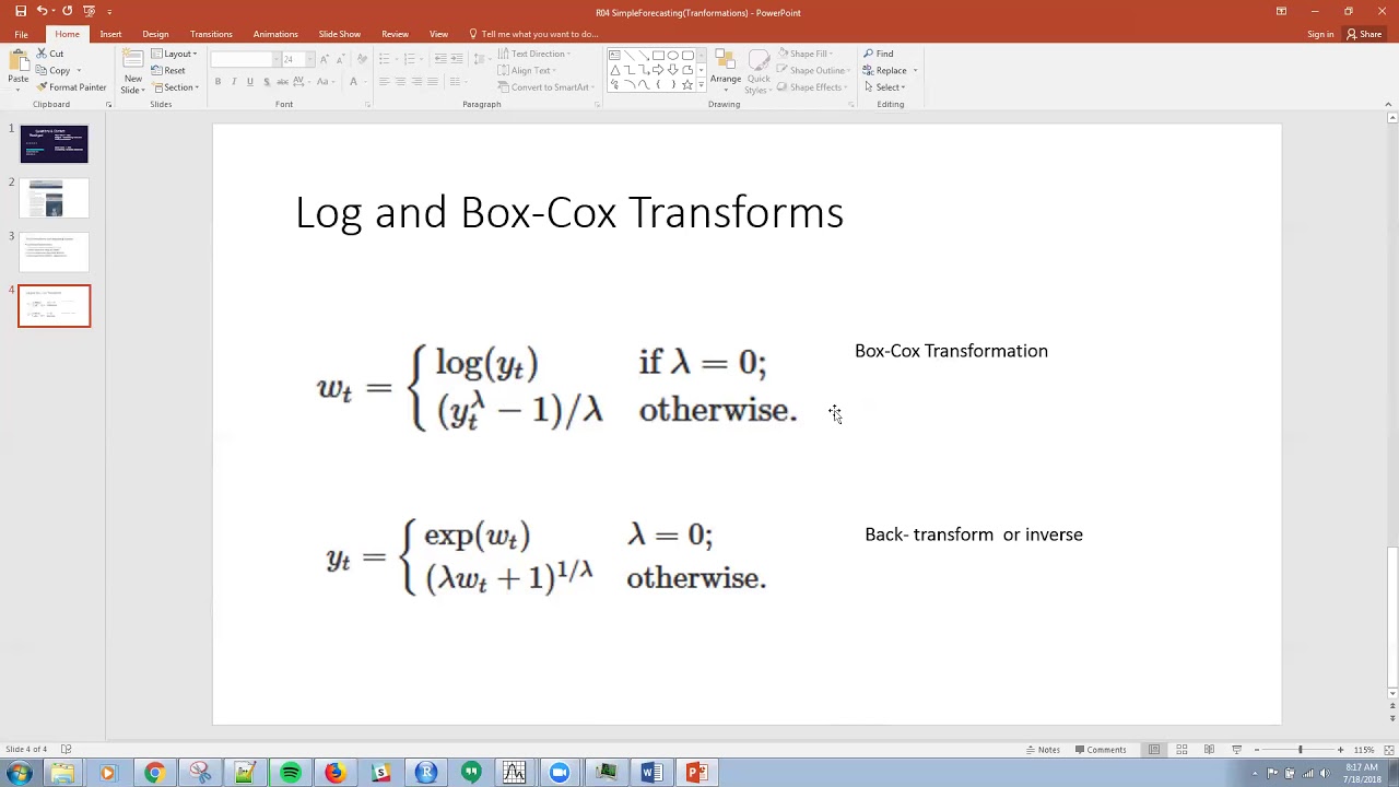 R04 Simple Forecasting Methods in R- Transformations and Adjustments
