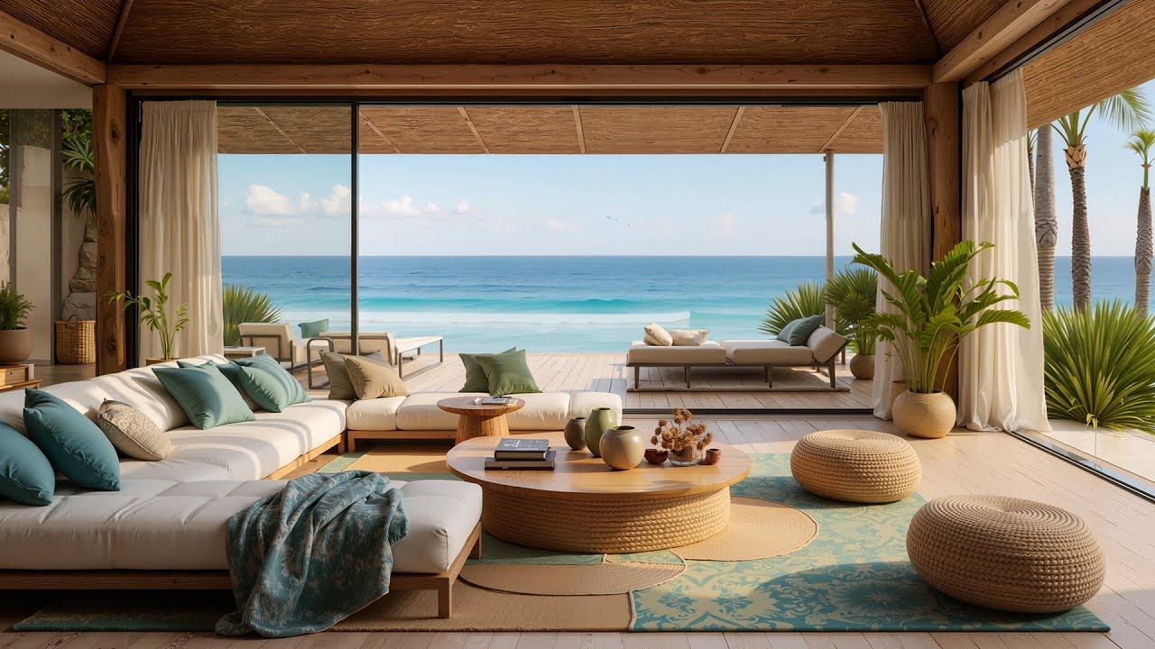 A Morning Room Open to the Sea 🌤 Piano in the Background, Waves in the Distance, Thoughts Slowing