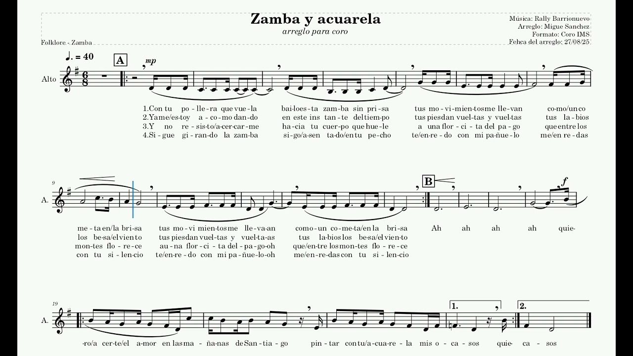 Zamba y Acuarela - Contralto - Práctica para Coro