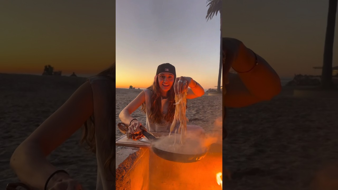 making pasta at the beach 🌊🍝💕