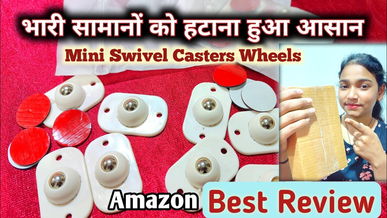 Mini Swivel Casters Wheels | Stainless Steel Self Adhesive, 360 Degree Rotation Pulley #amazonreview