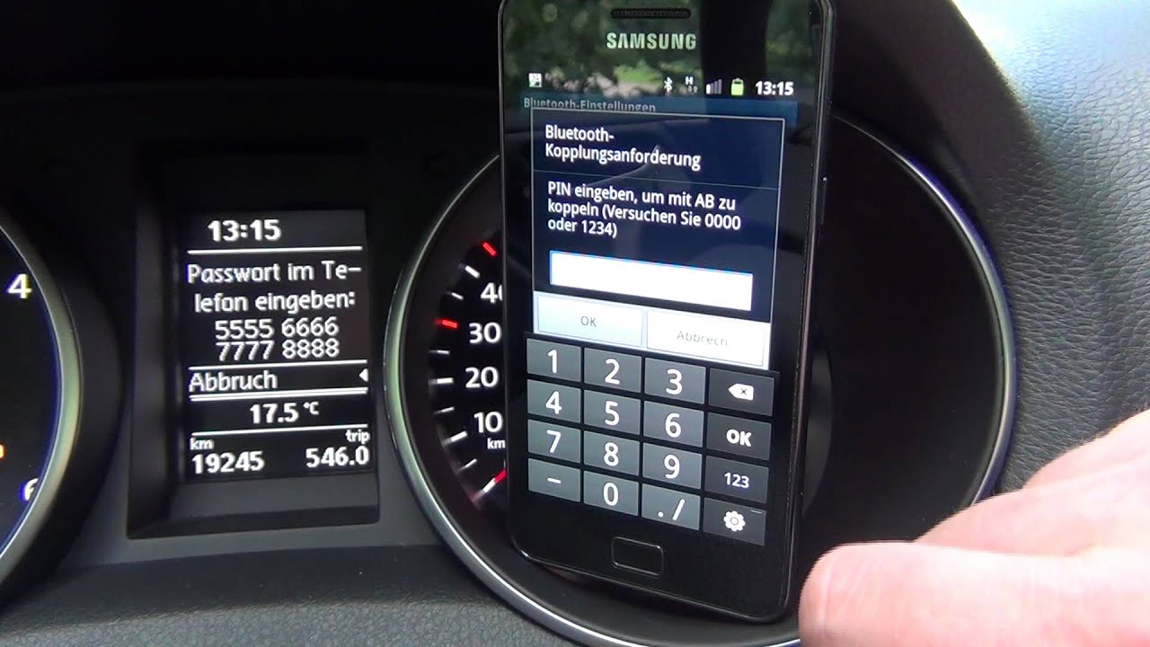 Samsung Galaxy S2 mit VW Freisprechanlage Premium per rSAP