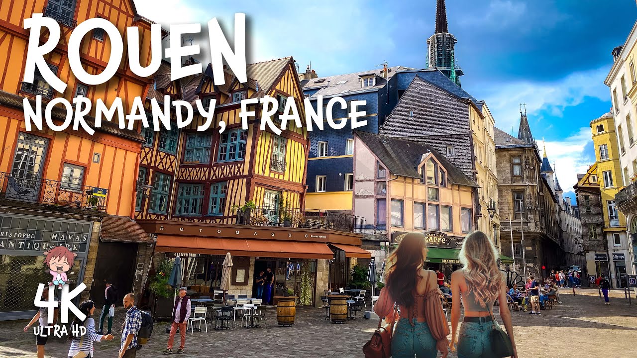 ROUEN, France 4K travel walk