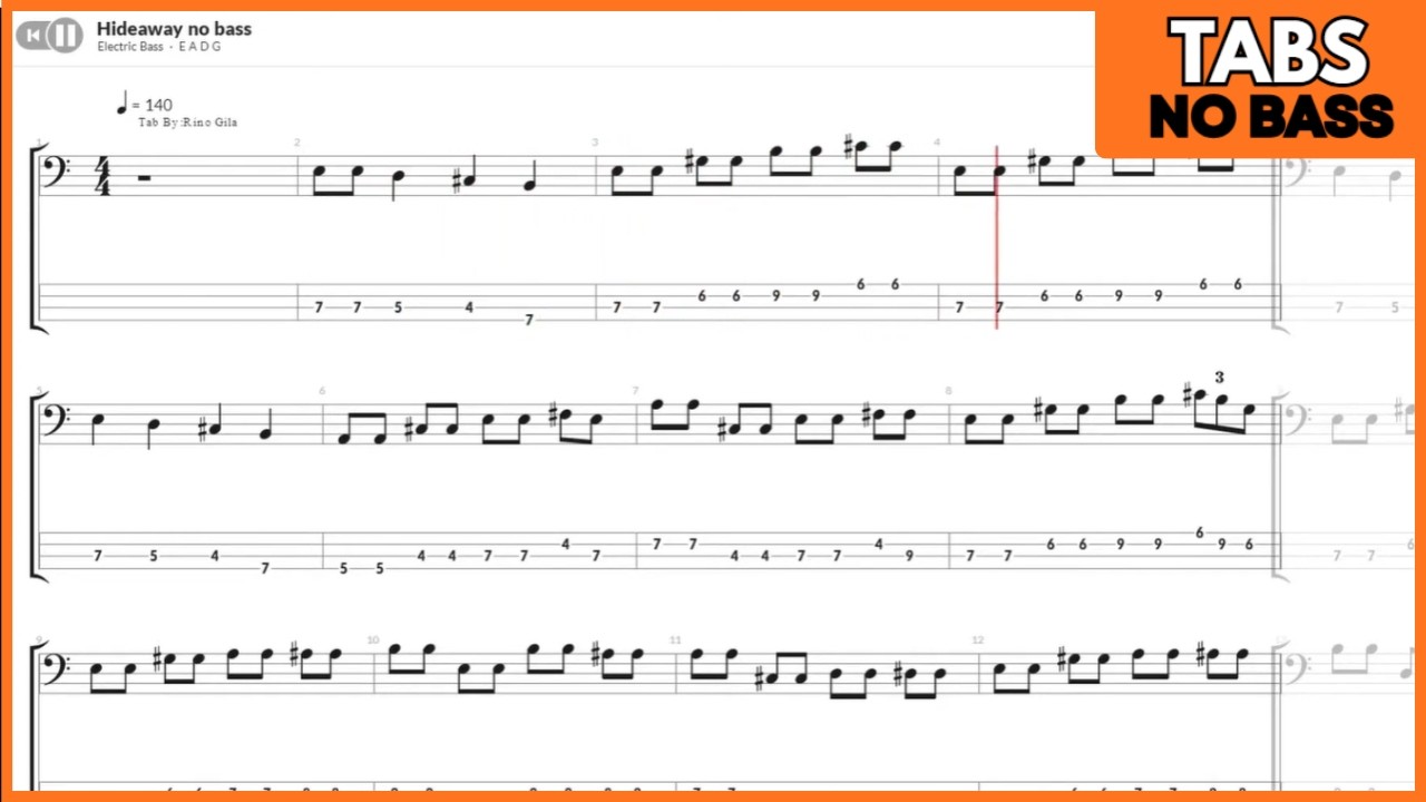 John Mayall & the Bluesbreakers - Hideaway  (Play Along Tabs) (Bass Cover)