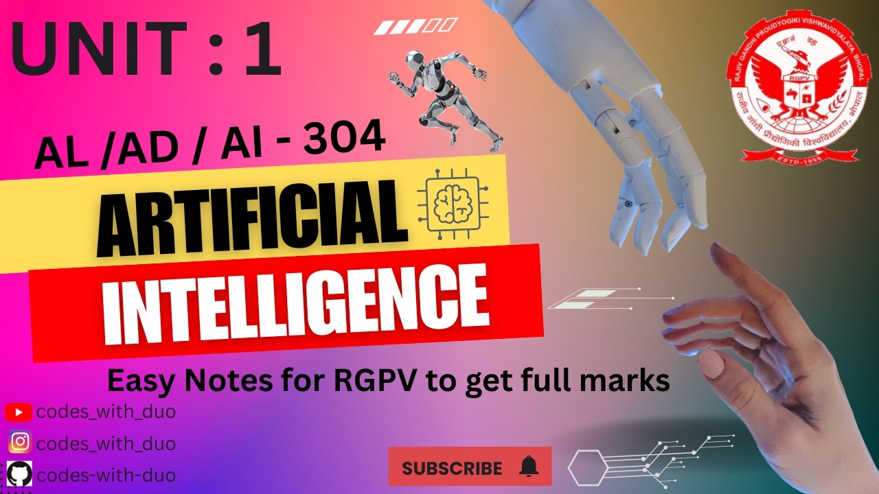Artificial Intelligence UNIT 1 || AL/AD/AI-304 || RGPV || 3rd Semester || ONE SHOT #rgpv #ai #coding