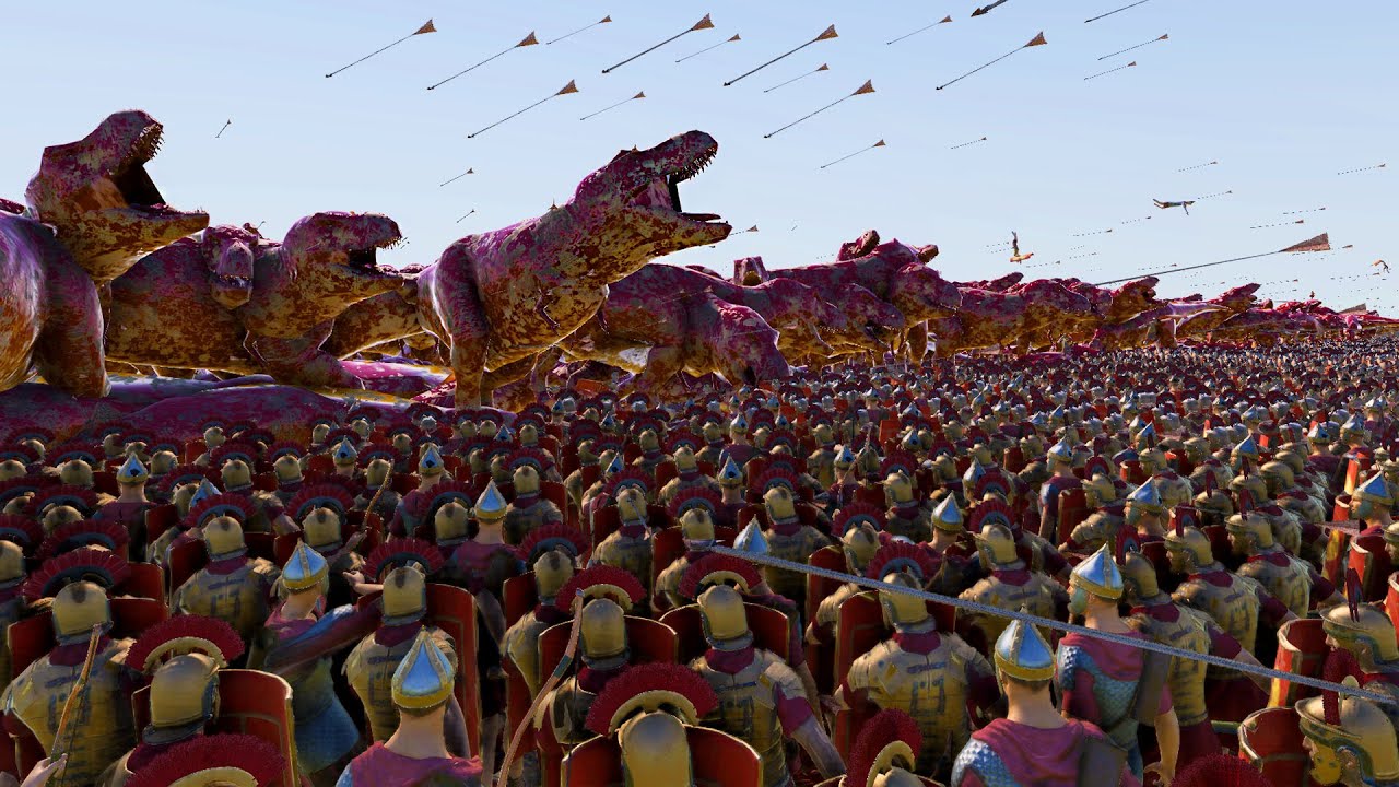Can the Roman Shield Wall Hold 100,000 T-REX!? - Ultimate Epic Battle Simulator 2 UEBS 2