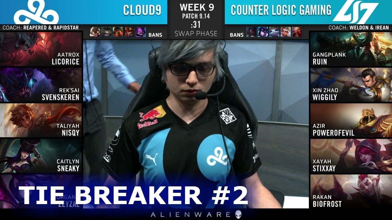C9 vs CLG - Tie Breaker | Week 9 Day 2 S9 LCS Summer 2019 | Cloud 9 vs CLG W9D2