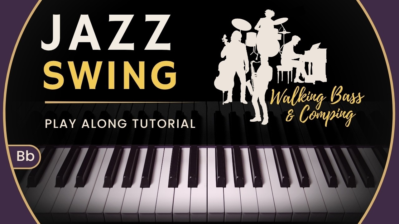 Jazz Piano Swing Groove Tutorial - Walking Bass, Chord Voicings and Rhythm Comping Exercises