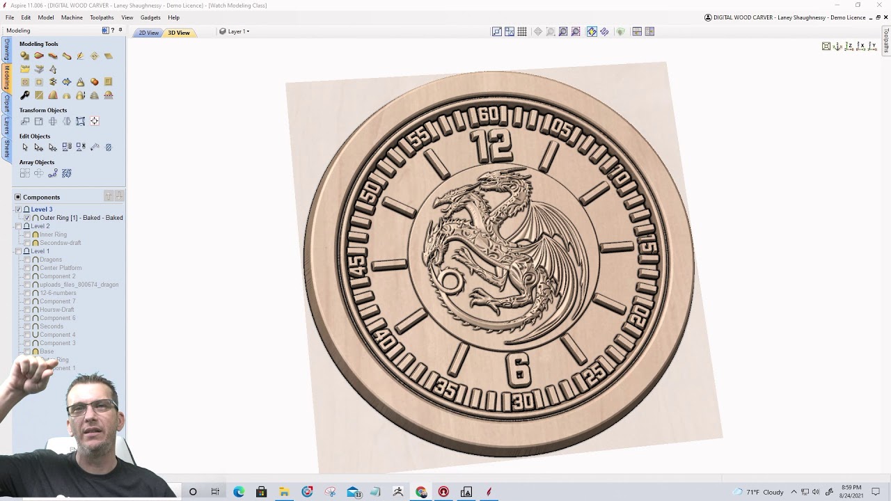 Creating a 3D Model - (Watch Face) - Vectric Aspire
