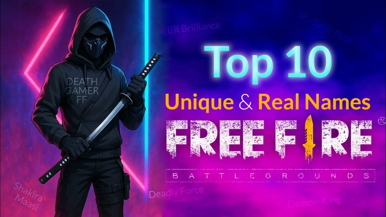 FREE FIRE TOP 10 UNIQUE AND REAL NAMES❤️😍🥰