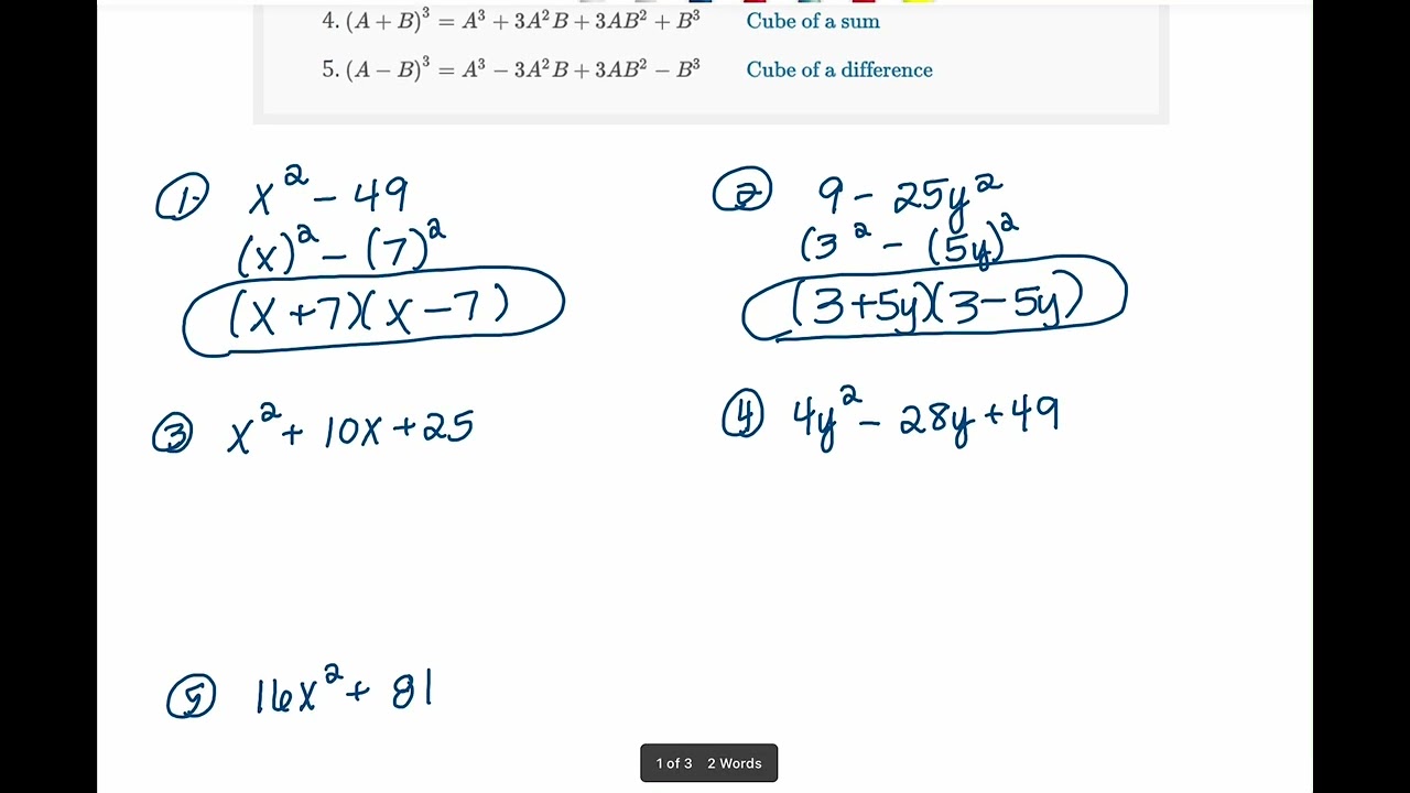 Factoring Special Forms